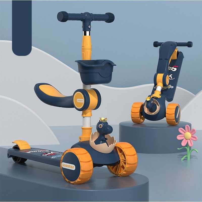 Großhandels-faltbarer justierbarer Höhen-Kinder-Design-3-Rad-Kick-Kinder-Roller mit 3-blinkenden Rädern