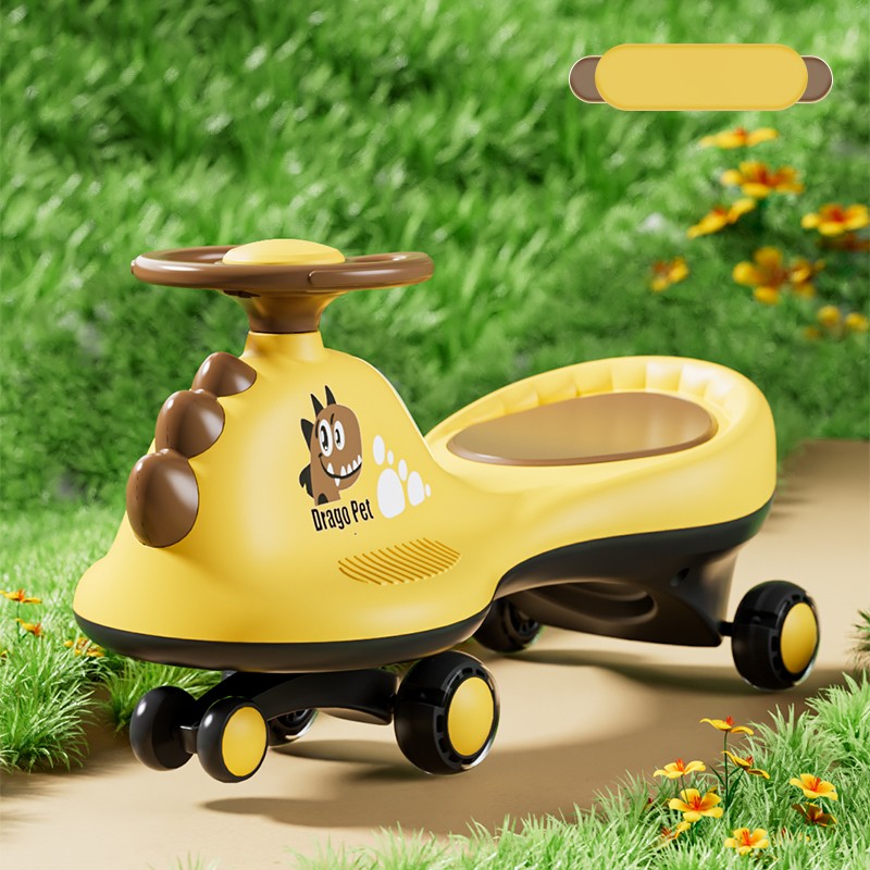 NN016 Wholesale children's torsion car anti roll off yo yo new wheel baby slide swing dinosaur torsion car